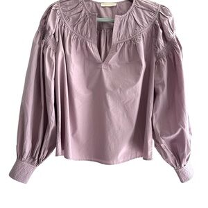 Ulla Johnson Lilac Ruched Bib Collar Blouse NWOT’s